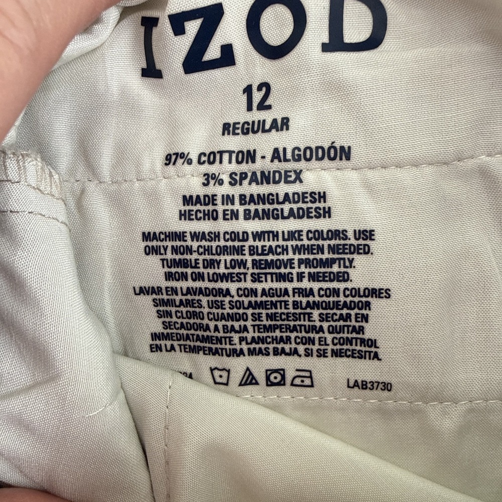 Izod Kids School Uniform Flat Front Adjustable Waist Easy Care Khaki Size 12 New - Picture 6 of 6